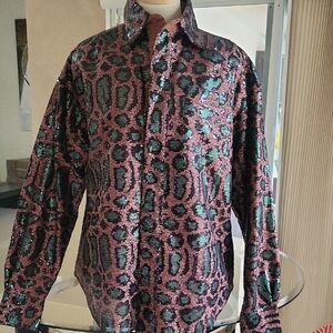 Stylish Sequin Blazer - Pink and Green